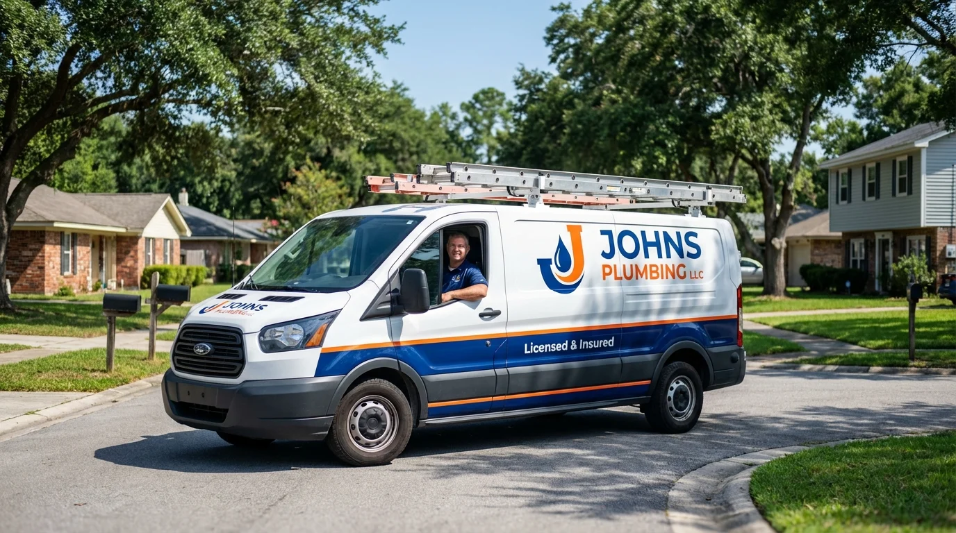 Johns Plumbing LLC service van in Texarkana, AR