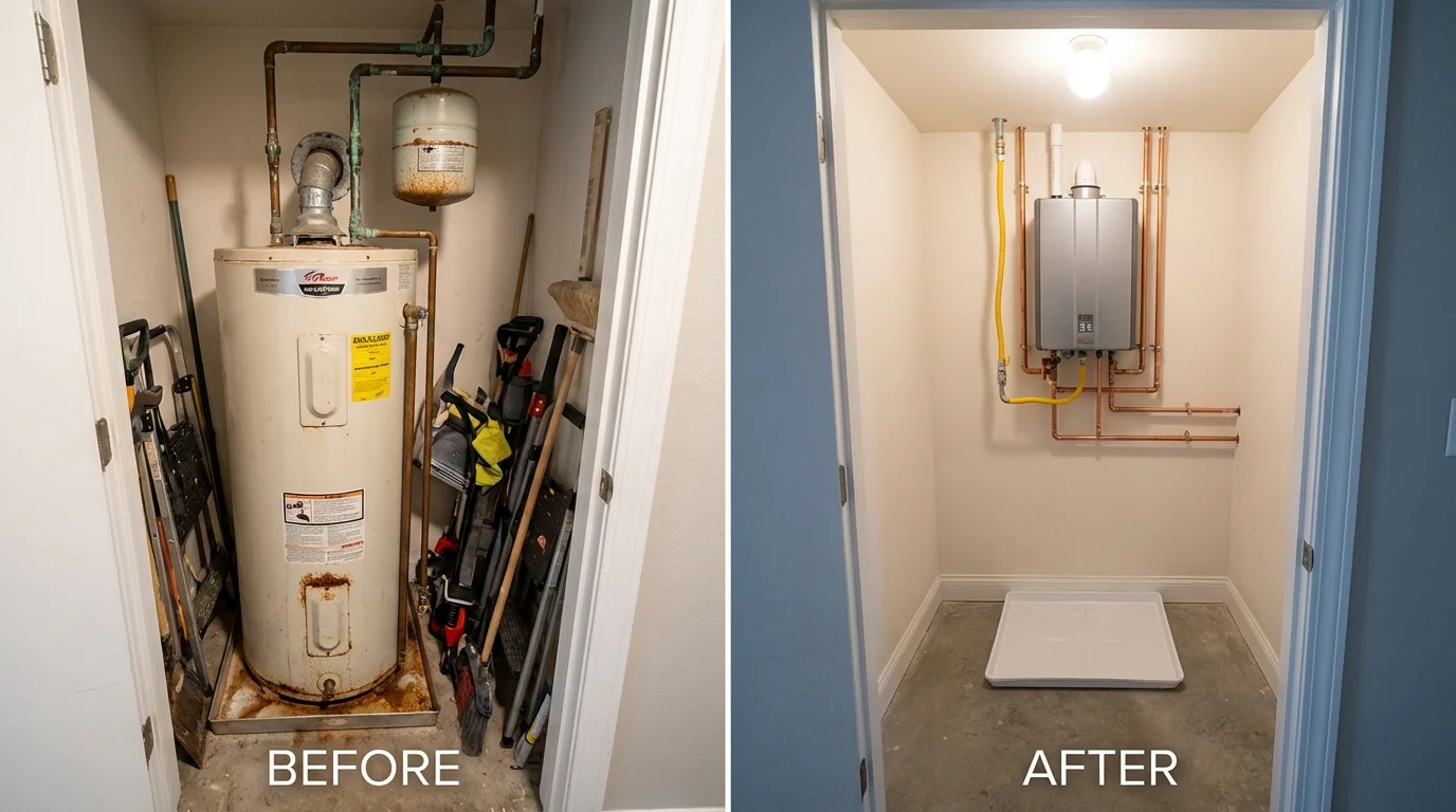 Tank water heater versus wall-mounted tankless unit comparison for Texarkana, AR homeowners