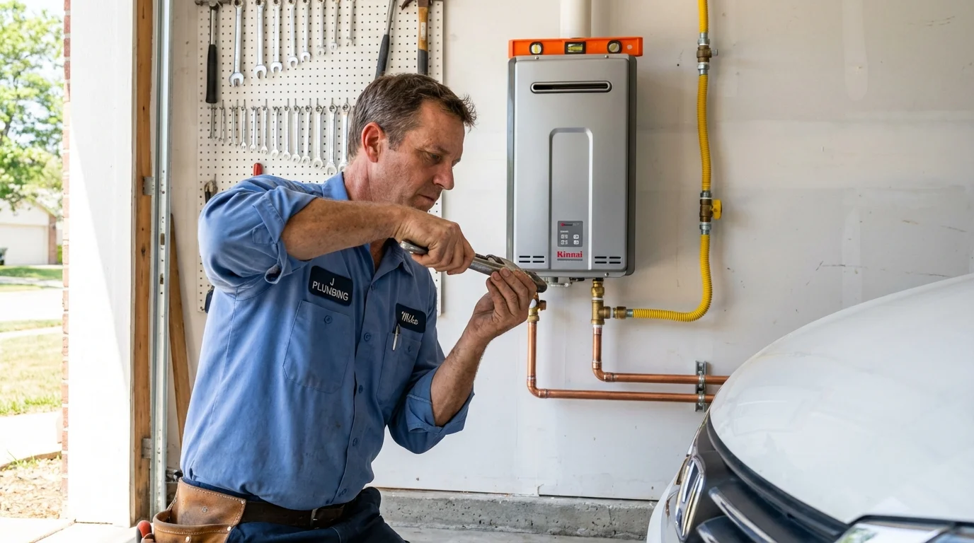 Tankless water heater installation by a Johns Plumbing LLC plumber in Texarkana